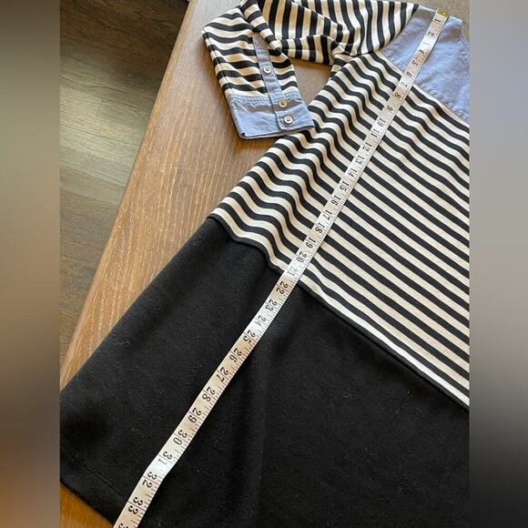 ANN TAYLOR LOFT Chambray Striped Sheath Coastal Dress Women's size S resort - Picture 9 of 10